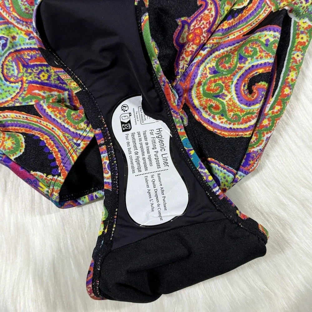 Lauren Ralph Lauren Women's Size 14 Paisley Halter Cut Out One Piece Swimsuit